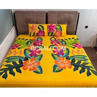 Handcrafted Rayon Bedsheet Hand Painted Floral Design Best Quality